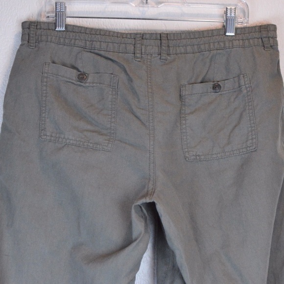 GAP Flax/Cotton Wide Leg Drawstring Pants, Size 12 - Troop Green - Picture 8 of 9